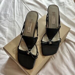 Ann Marino Leather Open Toe Heels